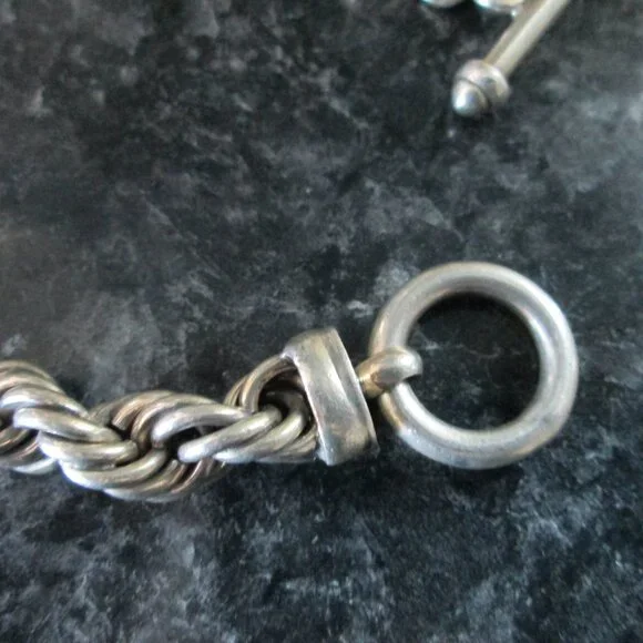 Sterling Silver Bracelet Rope Toggle Clasp Chunky Heavy 51 Grams - Picture 3 of 8